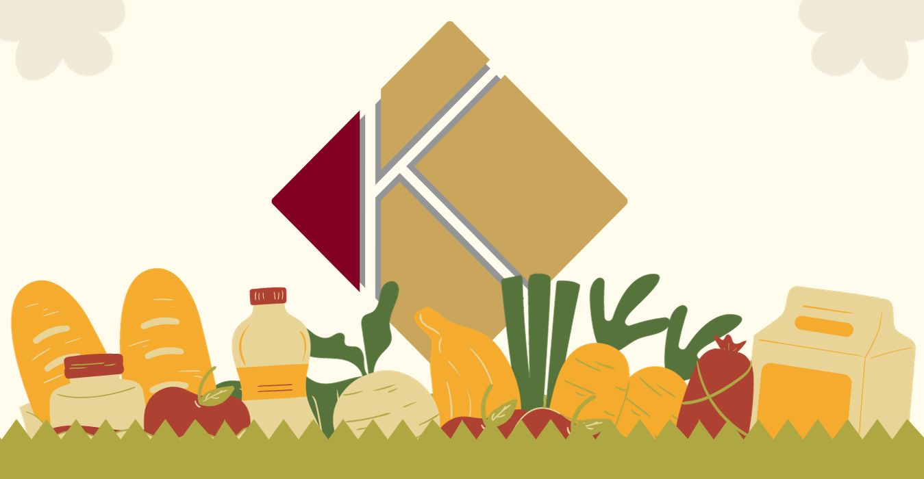 KCC logo behind vegetables for the Food Pantry